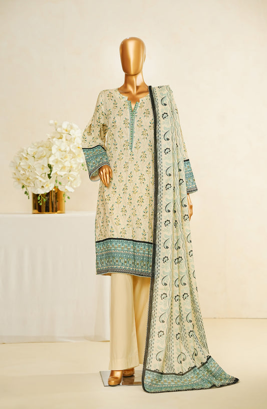 Nissa Floral by Amna Khadija Printed Cotton Cambric Stitched 3 Piece Suit - NF-08 - AM253NLA - Fawn - Casual Collection