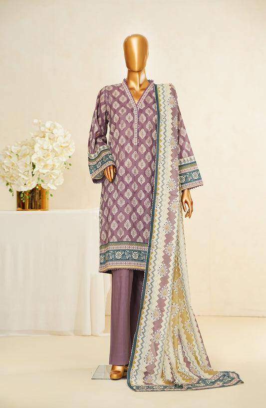 Nissa Floral by Amna Khadija Printed Cotton Cambric Stitched 3 Piece Suit - NF-12 - AM253NLA - Purple - Casual Collection