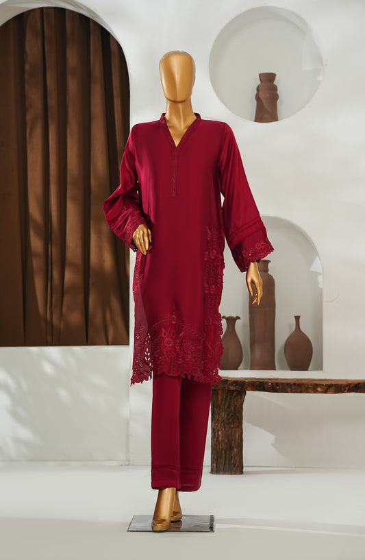 Noor-a-Sehar by Amna Khadija Embroidered Silk Stitched 2 Piece Suit - AKNS-05 - AM26AKLX - Red - Festive Collection