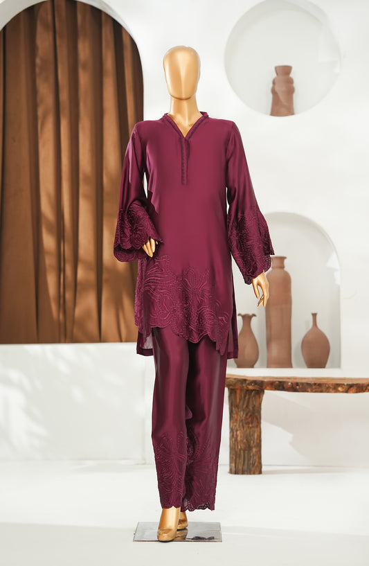 Noor-a-Sehar by Amna Khadija Embroidered Silk Stitched 2 Piece Suit - AKNS-07 - AM26AKLX - Maroon - Festive Collection