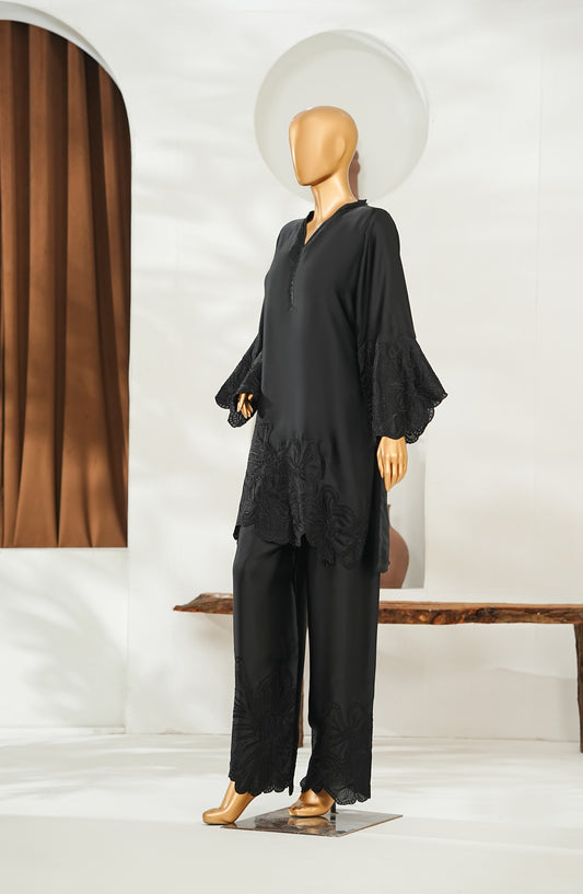 Noor-a-Sehar by Amna Khadija Embroidered Silk Stitched 2 Piece Suit - AKNS-09 - AM26AKLX - Black - Festive Collection