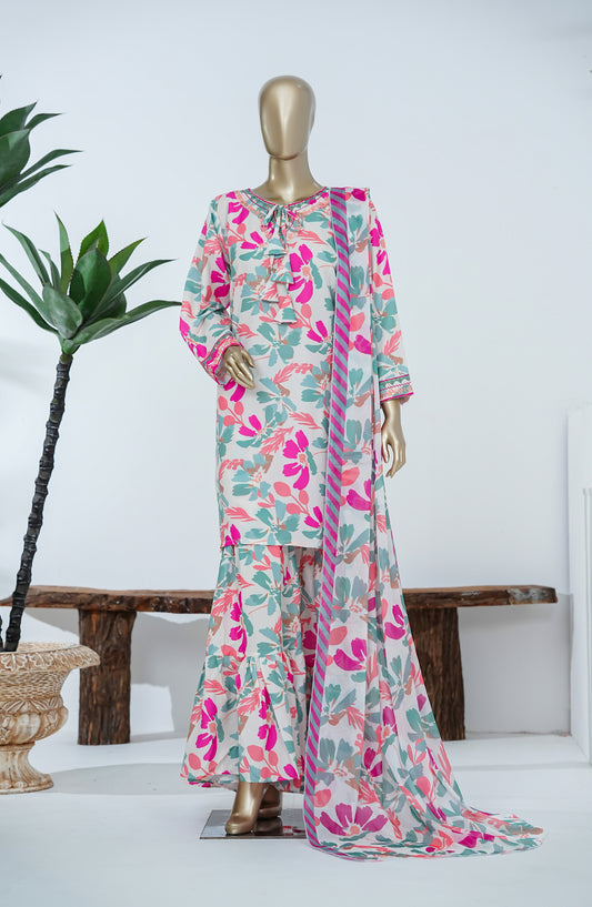 Noor-e-Eid by Amna Khadija Printed Lawn Stitched 3 Piece Suit - NRE-01 - AM26NRED - Multi - Eid Collection