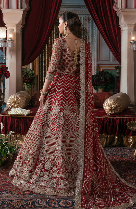Noor-e-Naaz by Imrozia Luxury Embroidered Net Unstitched 3 Piece Suit - IB-54 ZEENAT - IMP25NRN - Red - Bridal Collection