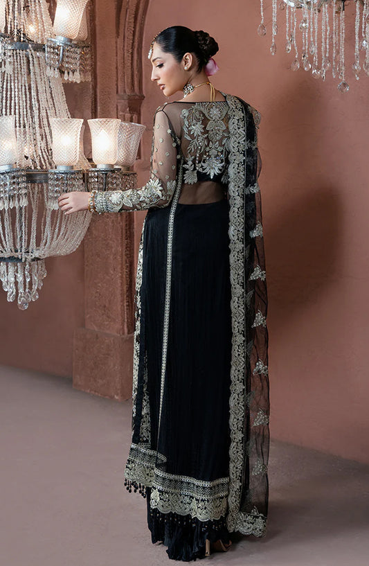Noor-e-Naaz by Imrozia Luxury Embroidered Net Unstitched 3 Piece Suit - IB-52 NAZRANA - IMP25NRN - Black - Bridal Collection