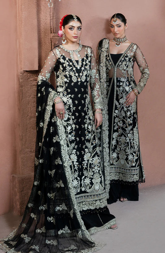 Noor-e-Naaz by Imrozia Luxury Embroidered Net Unstitched 3 Piece Suit - IB-52 NAZRANA - IMP25NRN - Black - Bridal Collection