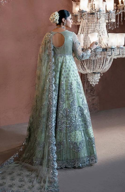 Noor-e-Naaz by Imrozia Luxury Embroidered Net Unstitched 3 Piece Suit - IB-51 MEHKAAM - IMP25NRN - Pista - Bridal Collection