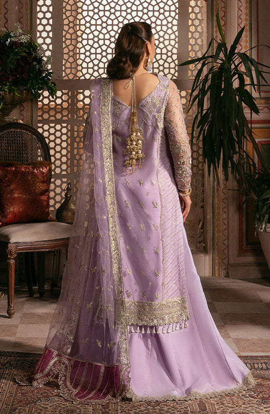 Noor-e-Naaz by Imrozia Luxury Embroidered Net Unstitched 3 Piece Suit - IB-49 SUNEHRI - IMP25NRN - Lilac - Bridal Collection