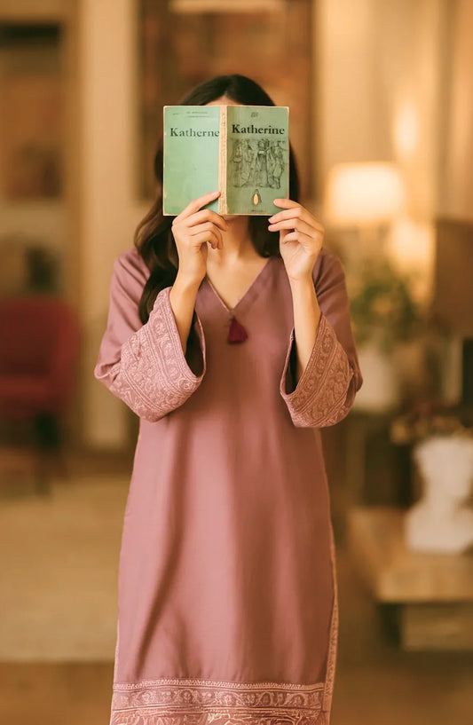 Noor-e-Rang by Ayla Embroidered Lawn Stitched 2 Piece Suit - GUL-E-NAZUK - AY25NRG - Pink - Summer Collection