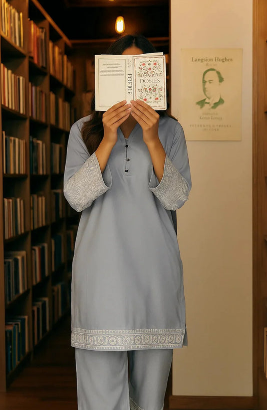 Noor-e-Rang by Ayla Embroidered Lawn Stitched 2 Piece Suit - NEELOFAR - AY25NRG - Blue - Summer Collection