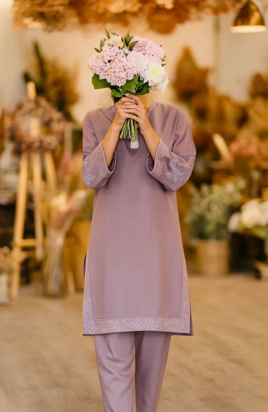 Noor-e-Rang by Ayla Embroidered Lawn Stitched 2 Piece Suit - Shabnam - AY25NRG - Pink - Summer Collection