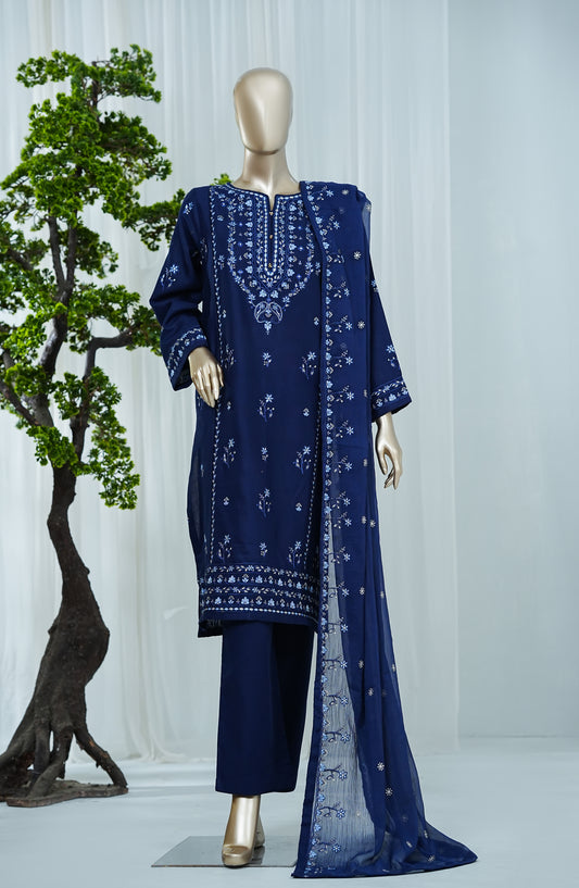 Noor by Amna Khadija Embroidered Self Jacquard Stitched 3 Piece Suit - AKN-06 - AM26NFS - Blue - Festive Collection