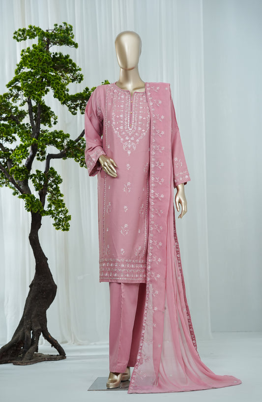 Noor by Amna Khadija Embroidered Self Jacquard Stitched 3 Piece Suit - AKN-05 - AM26NFS - Pink - Festive Collection