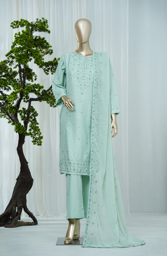 Noor by Amna Khadija Embroidered Self Jacquard Stitched 3 Piece Suit - AKN-03 - AM26NFS - Ferozi - Festive Collection