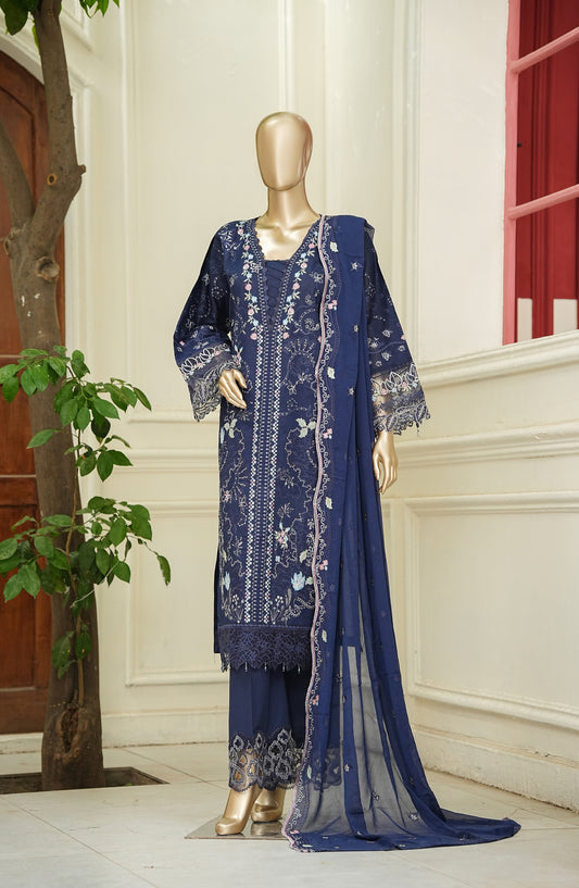 Noor e Sumaika by Amna Khadija Embroidered Lawn Stitched 3 Piece Suit - AKNS-14 - AM26NRSK - Blue - Summer Collection