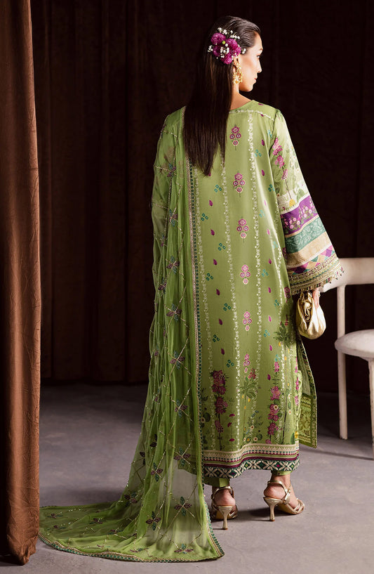 Nureh The Silk Embroidered Unstitched 3 Piece Silk Suit - S-26 - NU25SLK - Green - Luxury Collection