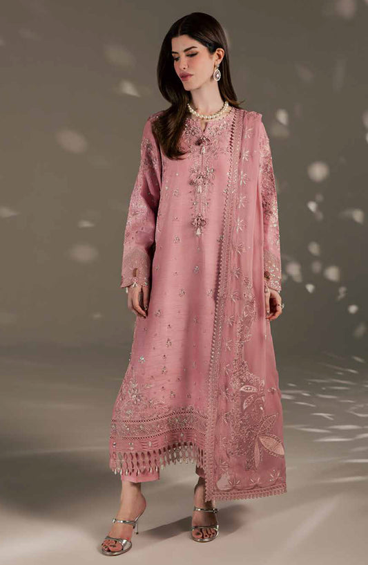 Nureh Luxury Embroidered Silk Unstitched 3 Piece Suit - S-35 - NL26SL - Pink - Festive Collection