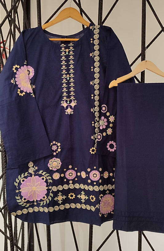 Nush Aira by Amna Khadija Embroidered Cotton Stitched 2 Piece Co-ord Set - AKTW-03 - AM26TWN - Blue - Summer Collection