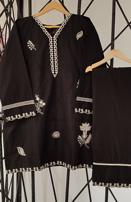 Nush Aira by Amna Khadija Embroidered Cotton Stitched 2 Piece Co-ord Set - AKTW-05 - AM26TWN - Black - Summer Collection