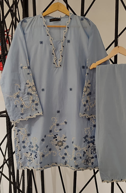 Nush Aira by Amna Khadija Embroidered Cotton Stitched 2 Piece Co-ord Set - AKTW-11 - AM26TWN - Sky Blue - Summer Collection