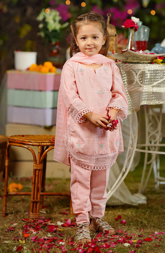Chikankari Embroidered 3 Pc Suit OCH26ES MCK-04 Pink