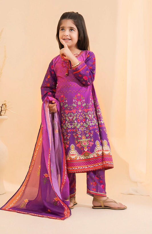 Poly Lawn Digital Printed 3 Pc Suit OCH26ES INDP-51 Purple