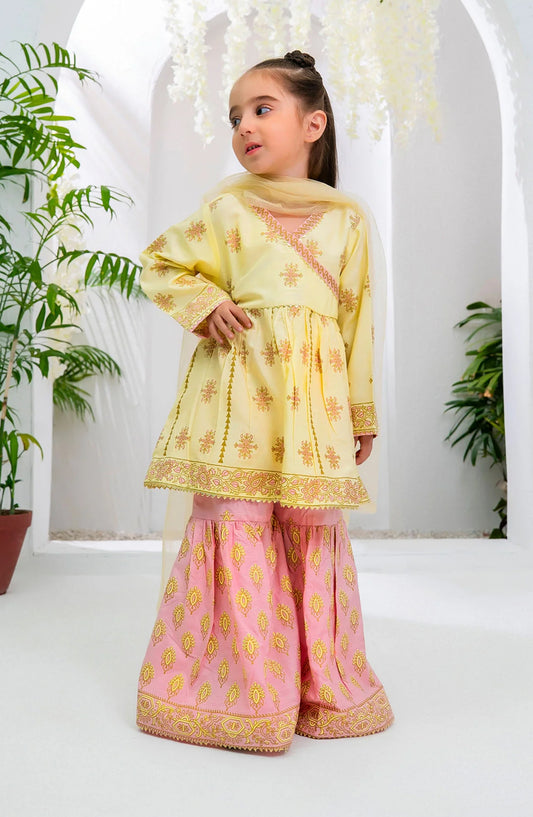 Cotton Silk Printed 3 Pc Suit OCH26ES INRJ-17 Yellow