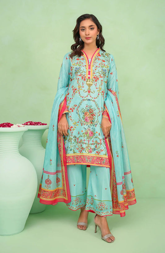 Poly Lawn Digital Printed 3 Pc Suit OCH26FR SDPF-09-S Blue