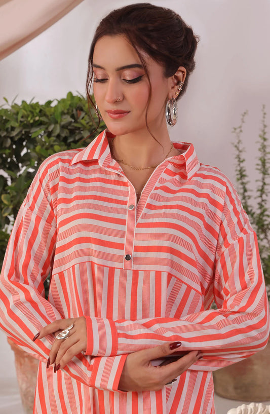 Printed Cotton Women's 2 Pc Suit - SOLS-11 - OCH25WCR - Pink - Casual Women Collection