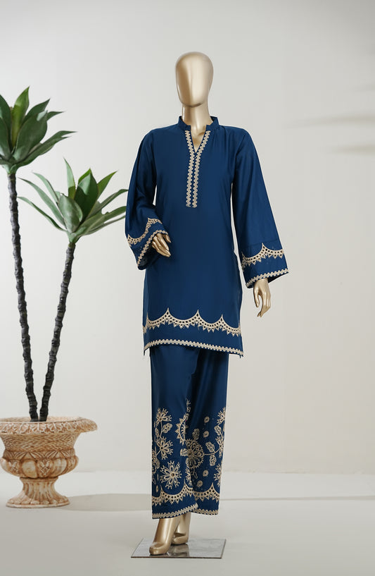 Omara by Amna Khadija Chikankari Lawn Stitched 2 Piece Suit - OPSOS-03 - AMOPSOS - Blue - Summer Collection