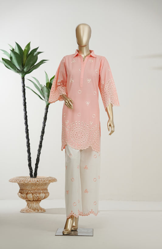 Omara by Amna Khadija Chikankari Lawn Stitched 2 Piece Suit - OPSOS-05 - AMOPSOS - Pink - Summer Collection