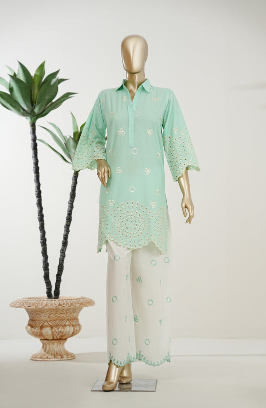 Omara by Amna Khadija Chikankari Lawn Stitched 2 Piece Suit - OPSOS-06 - AMOPSOS - Pista Green - Summer Collection
