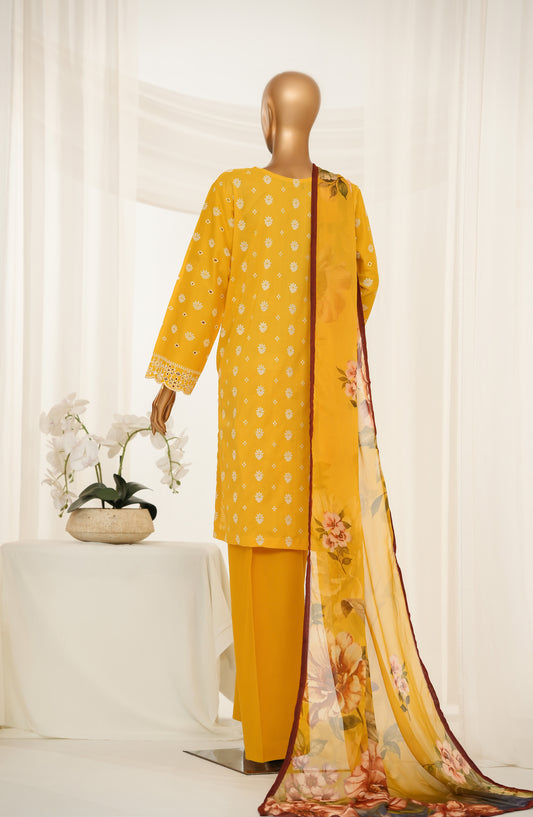 Onaya by Amna Khadija Embroidered Cotton Stitched 3 Piece Suit - Design-05 - AM25ONYA - Mustard - Luxury Collection