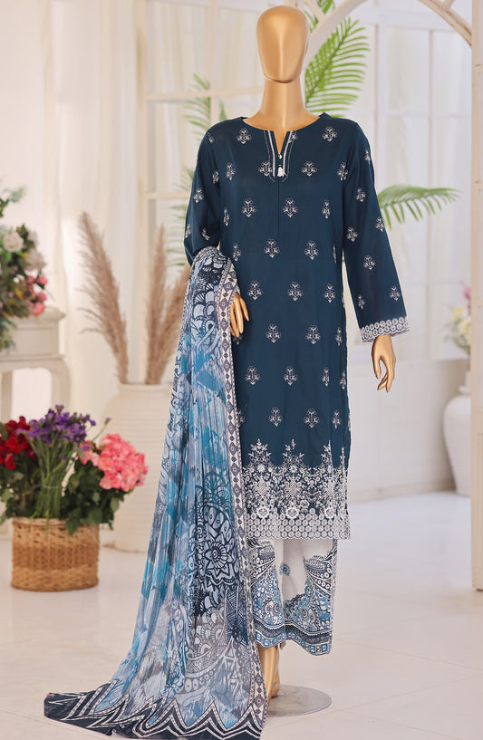 Oriental by HZ Embroidered Lawn Unstitched 3 Piece Suit - DOP-04 - HZ26ORN - Blue - Summer Collection