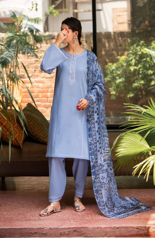 Casual Lite Embroidered Cotton Lawn Stitched 3 Piece Suit - CL25STE - Outfit-02 Little Sky - Eid Collection
