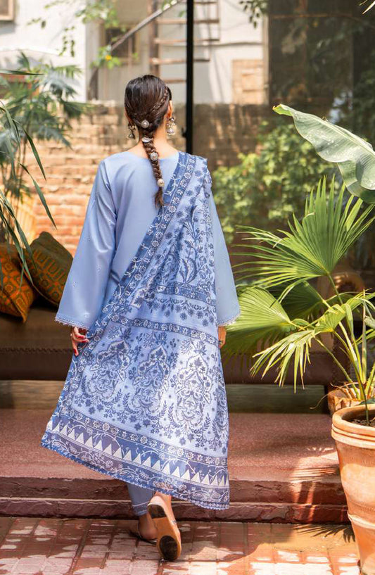 Casual Lite Embroidered Cotton Lawn Stitched 3 Piece Suit - CL25STE - Outfit-02 Little Sky - Eid Collection