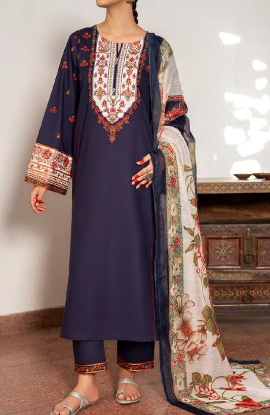 Casual Lite Embroidered Cotton Lawn Stitched 3 Piece Suit - CL25STE - Outfit-04 Blue in Life - Eid Collection