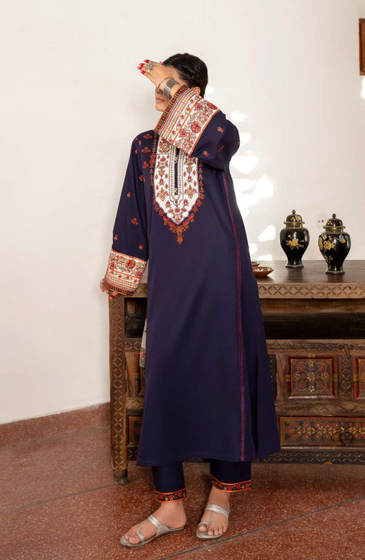 Casual Lite Embroidered Cotton Lawn Stitched 3 Piece Suit - CL25STE - Outfit-04 Blue in Life - Eid Collection
