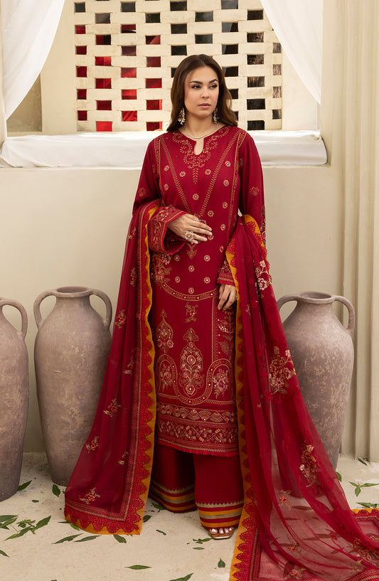 Pankh by Al Karim Embroidered Karandi Unstitched 3 Piece Suit - P-15 - AM26PKH - Red - Winter Collection