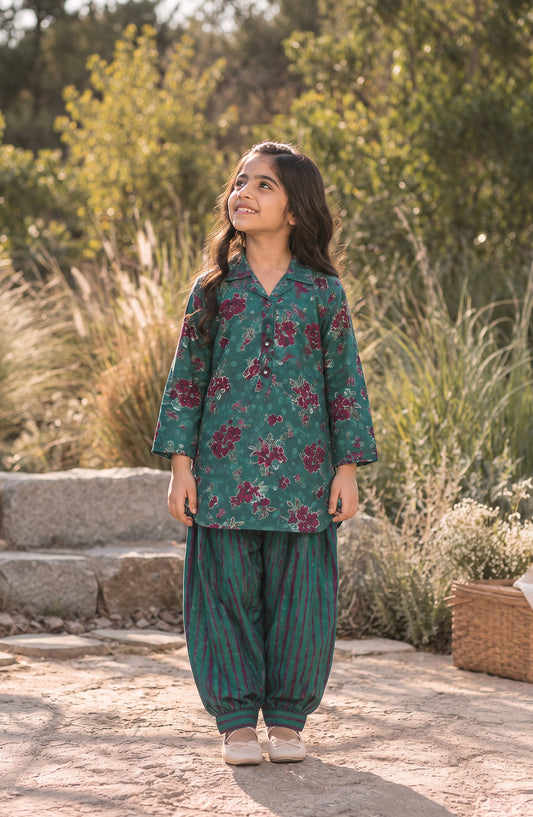 Parchhai by Amna Khadija Printed Cotton Stitched 2 Piece Co-ord Set - AKP-11D - AM26CHI - Green - Summer Collection