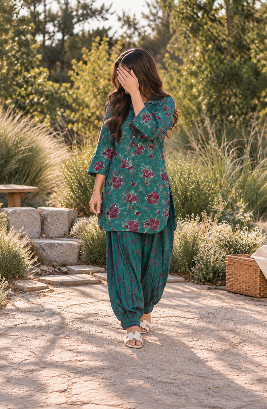 Parchhai by Amna Khadija Printed Cotton Stitched 2 Piece Co-ord Set - AKP-11M - AM26CHI - Green - Summer Collection