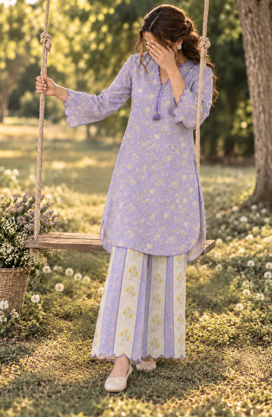 Parchhai by Amna Khadija Printed Cotton Stitched 2 Piece Co-ord Set - AKP-14M - AM26CHI - Purple - Summer Collection
