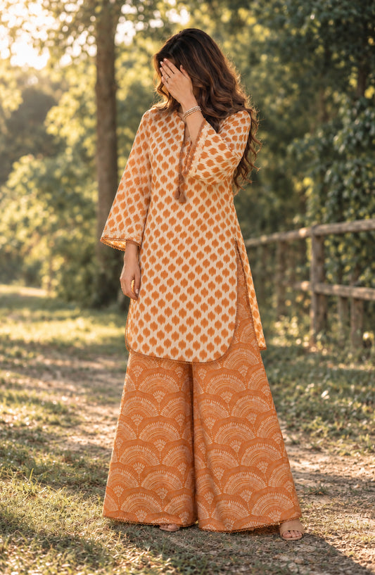 Parchhai by Amna Khadija Printed Cotton Stitched 2 Piece Co-ord Set - AKP-15M - AM26CHI - Orange - Summer Collection
