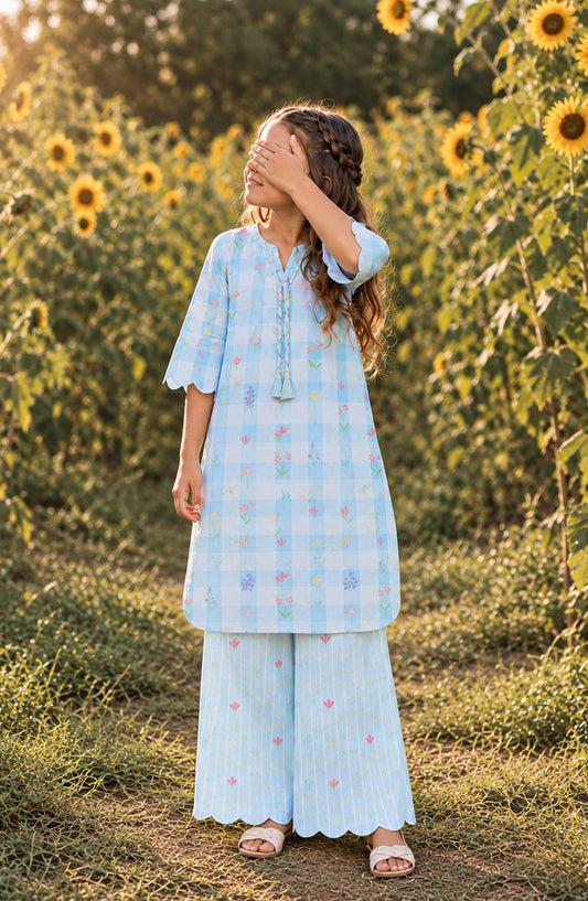 Parchhai by Amna Khadija Printed Cotton Stitched 2 Piece Co-ord Set - AKP-17D - AM26CHI - Blue - Summer Girls Collection