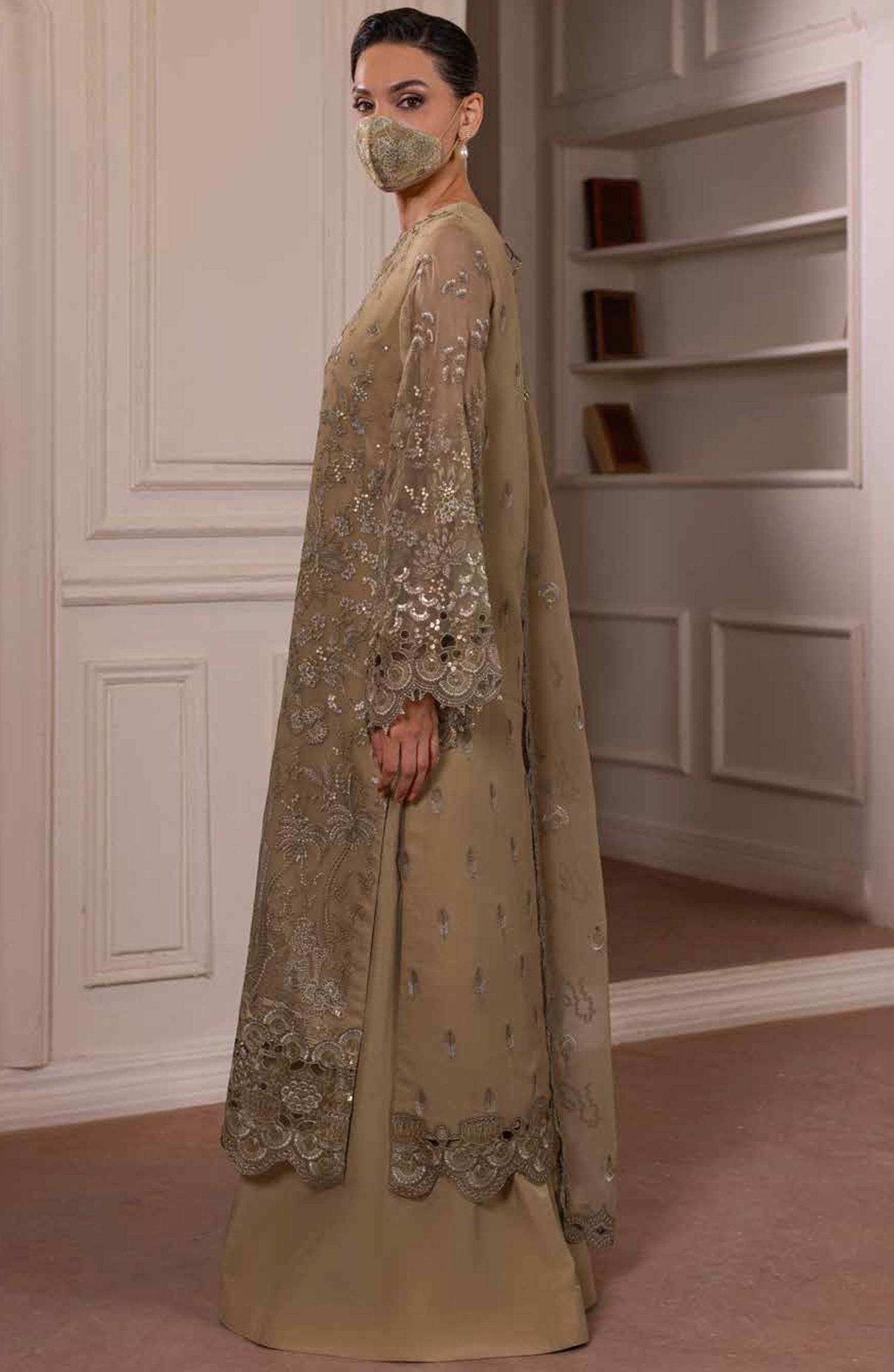 Parisa Safeera by Flossie Embroidered Chiffon Unstitched 3 Piece Suit - PA-04 - FLS26PRS - Green - Luxury Collection