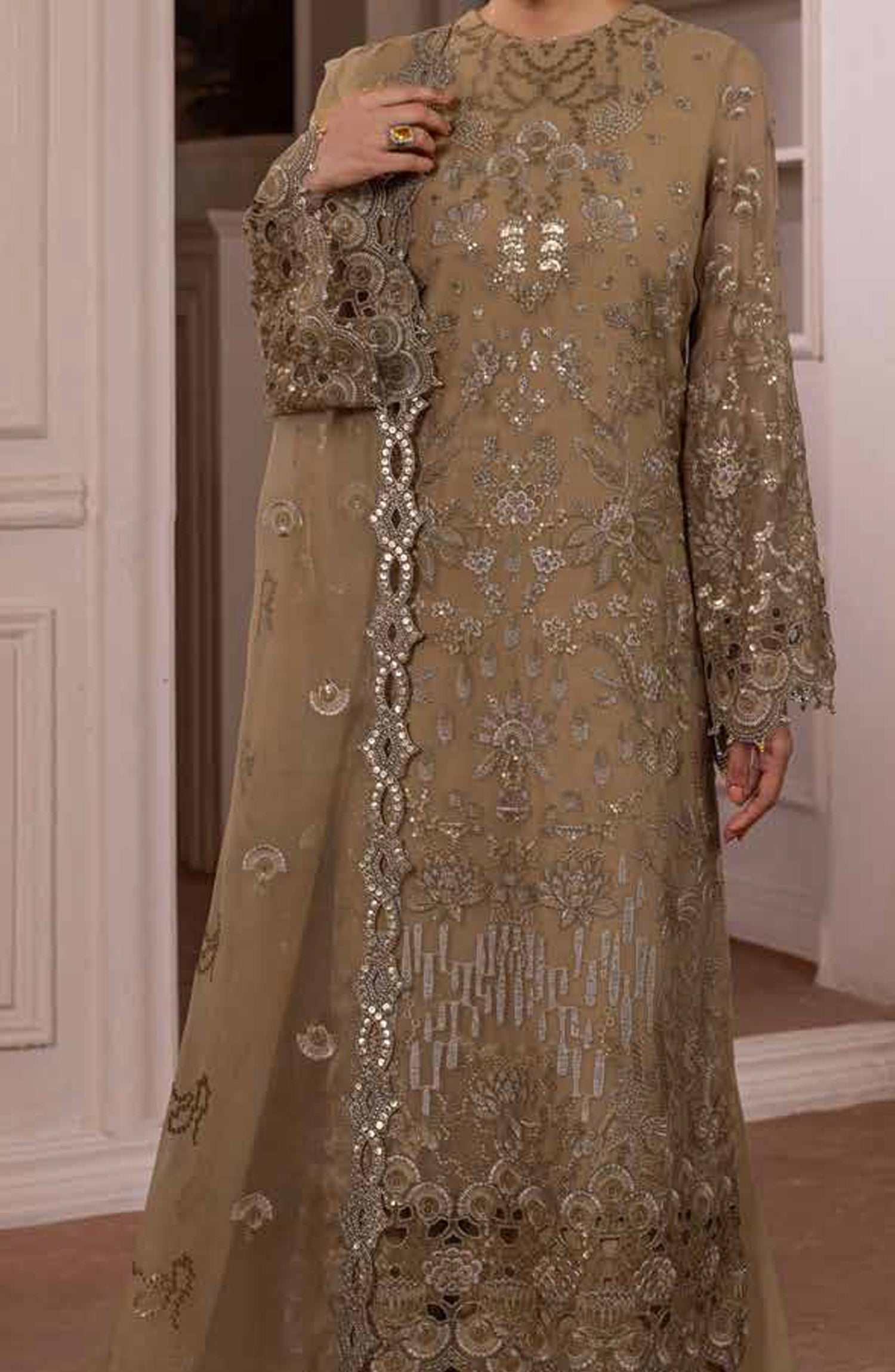 Parisa Safeera by Flossie Embroidered Chiffon Unstitched 3 Piece Suit - PA-04 - FLS26PRS - Green - Luxury Collection