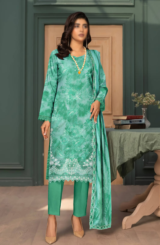 Parishay by Al Karim Embroidered Lawn Unstitched 3 Piece Suit - D-04 - AK26PRH - Green - Summer Collection