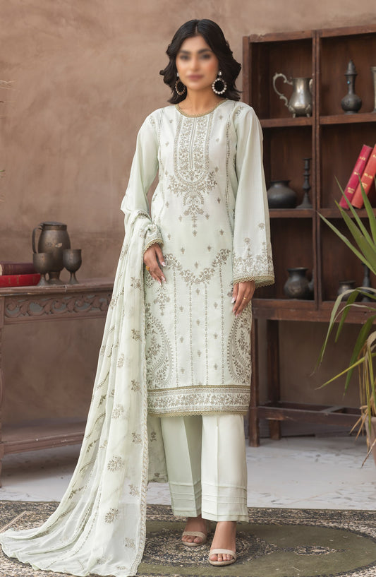 Pastel by Al Karim Embroidered Lawn Unstitched 3 Piece Suit - Design-01 - AK26PST - Green - Summer Collection