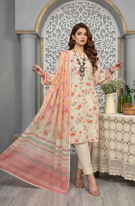 Pastels by Aalaya Embroidered Lawn Unstitched 3 Piece Suit - ART-05 - ALY26PTL - Orange - Summer Collection
