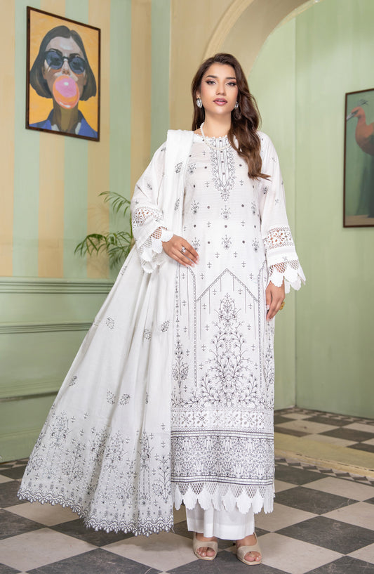Peridot by Aalaya Exclusive Embroidered Lawn Unstitched 3 Piece Suit - D-08 - ALY26PER - White - Summer Collection