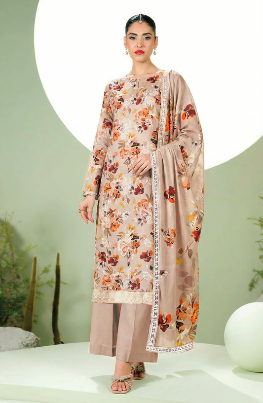 Phulkari by Al Karim Embroidered Lawn Unstitched 3 Piece Suit - D-07 - AK26PHL - Beige - Summer Collection